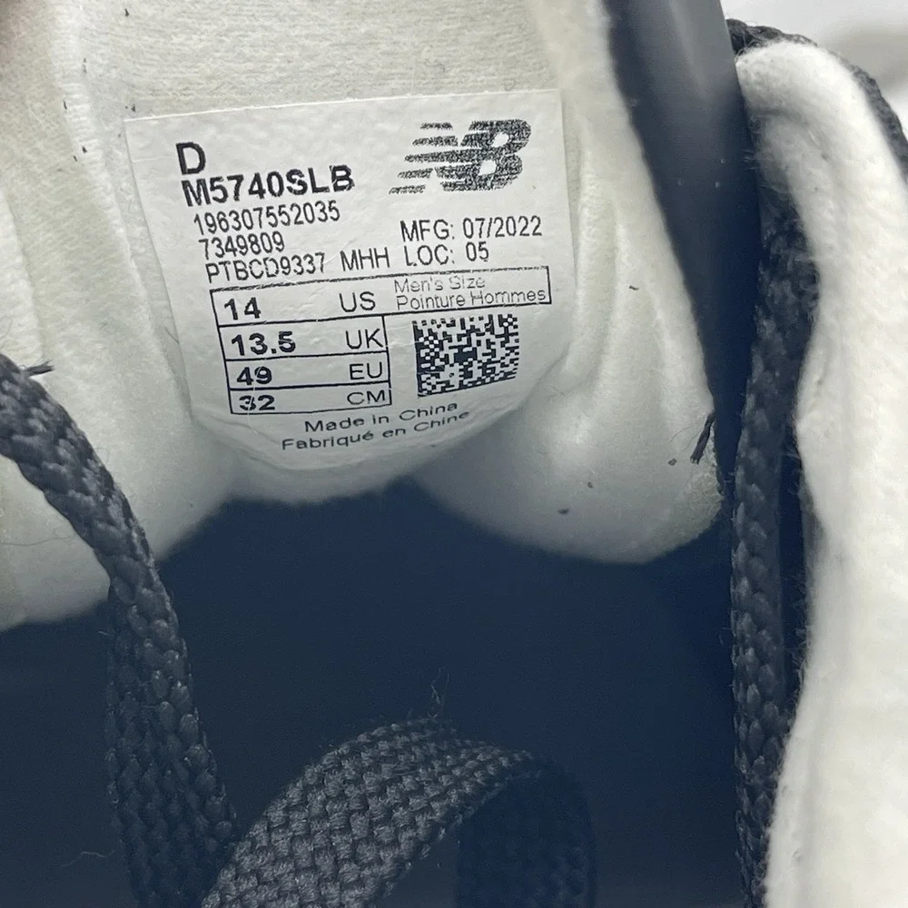 New Balance 57/40 M5740SLB Men's Size 14 Running Shoes Black Sea Salt‎ Lifestyle
